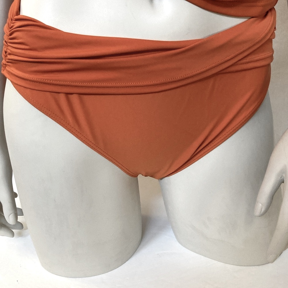 Burnt Orange Halter Swimsuit Tankini Top & Mid Rise Bikini Bottom Size Medium - Picture 7 of 7